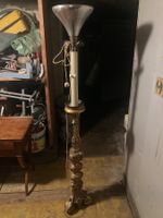 Très ancienne pique cierge transformer en lampe avec abat-jo