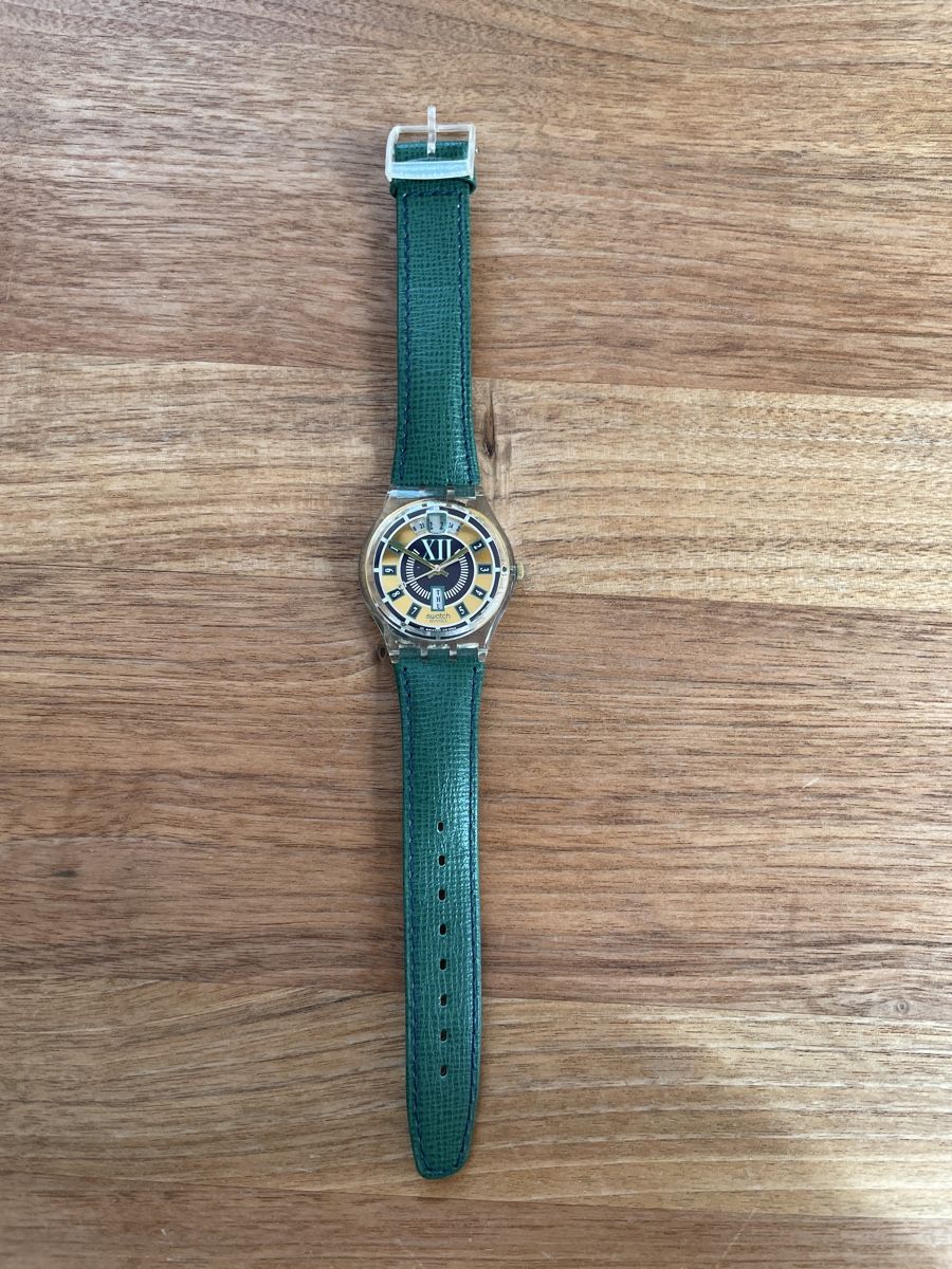 Swatch Orologi: Swatch mit Lederarmband – Usato da Männedorf venduto da ibrb 1