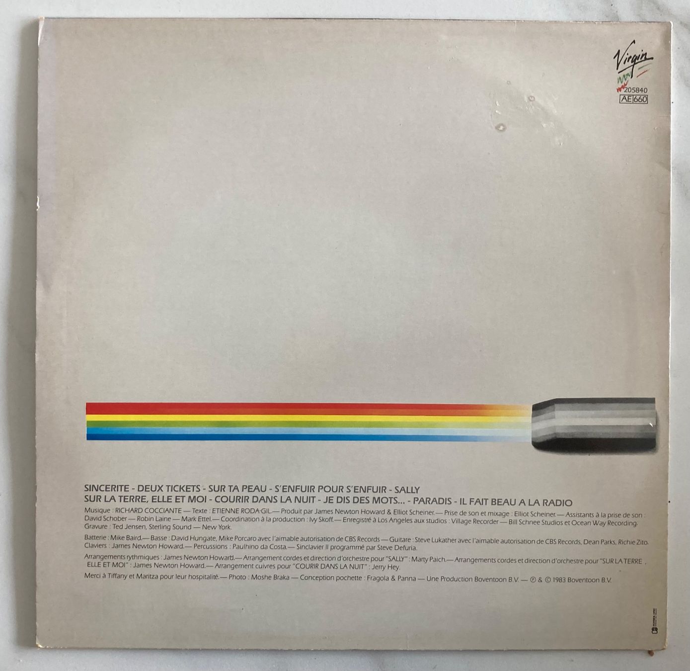 Dischi in vinile: RICHARD COCCIANTE - SINCÉRITÉ – Usato da Poliez-Pittet venduto da Newtown-Records 1