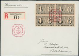 1943  Luxusbogen - Blockausschnitt - Viererblock - FDC U4 ET