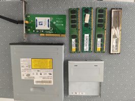 Alte PC Komponenten – DDR2 RAM, DVD-Laufwerk, Floppy, WLAN-K