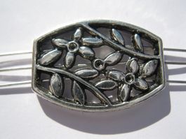 2 Verbinder, Zwischenteil, 3-Loch Steg, gemustert, 26x19mm