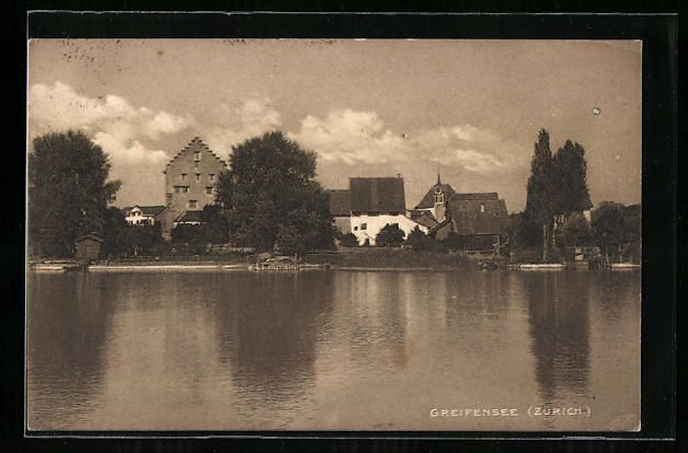 Cartoline postali: AK Greifensee, Ortsansicht vom Ufer aus – Usato da Berlin venduto da bartko-reher