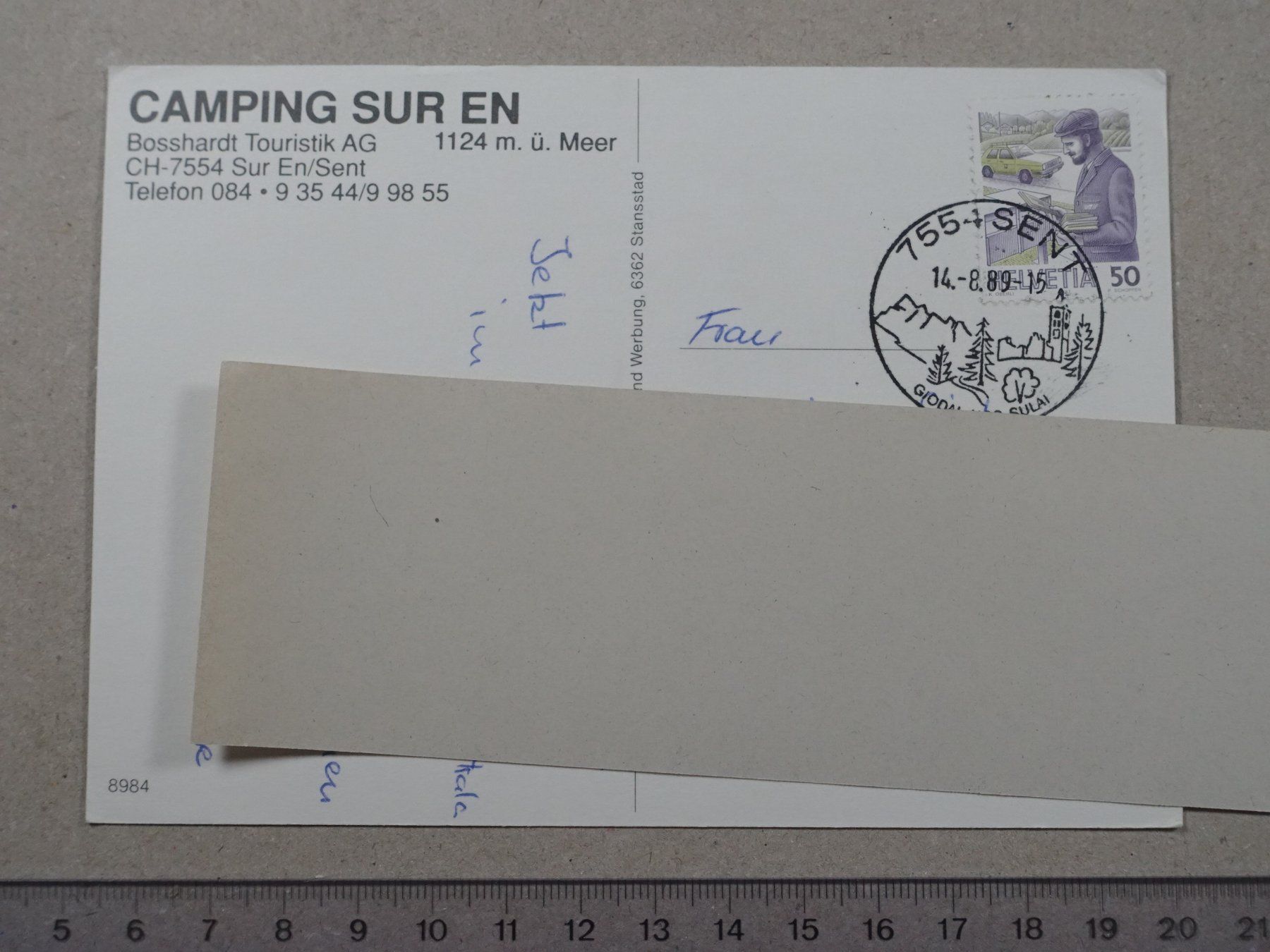 Ansichtskarten: Camping Sur En, 1989 – Gebraucht aus Lenzburg von fh1 1