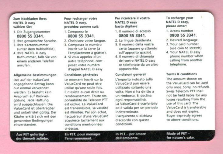 Telefon- & Taxkarten: Swiss Telecom Value Card 100 Franken – Gebraucht aus Winterthur von Grap75 1