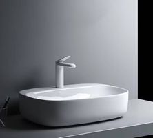 Keramik Waschtisch Oval 60x42cm Weiss Neu