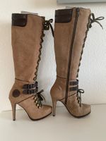 Etro Stiefel, Gr. 36, beige, Schnürung. Neu