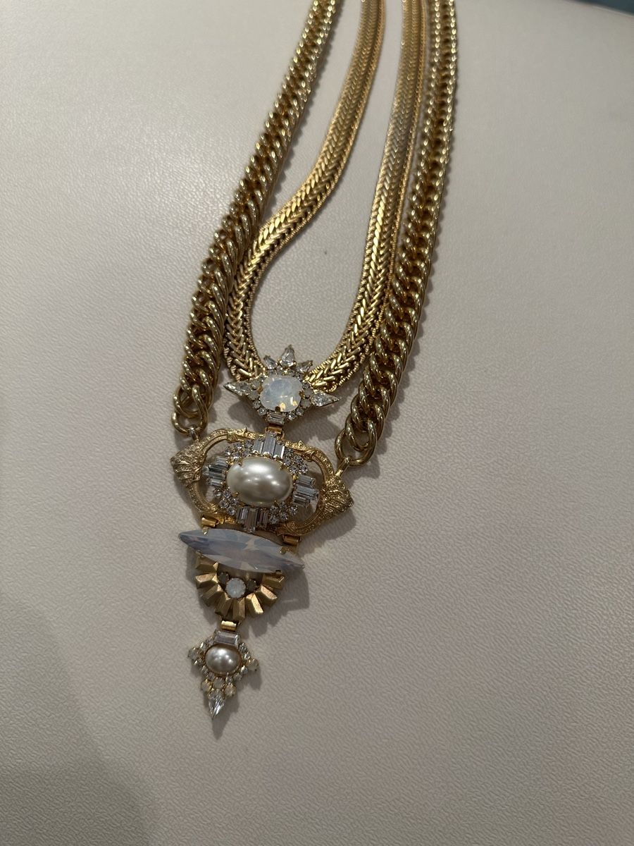 Catenine: Goldene Halskette mit Perlen & Kristall – Usato da Luzern venduto da ariazalea 6