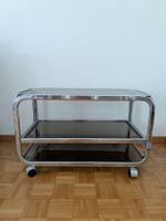 Vintage SpaceAge Barwagen / Beistelltisch in Chrom Rauchglas