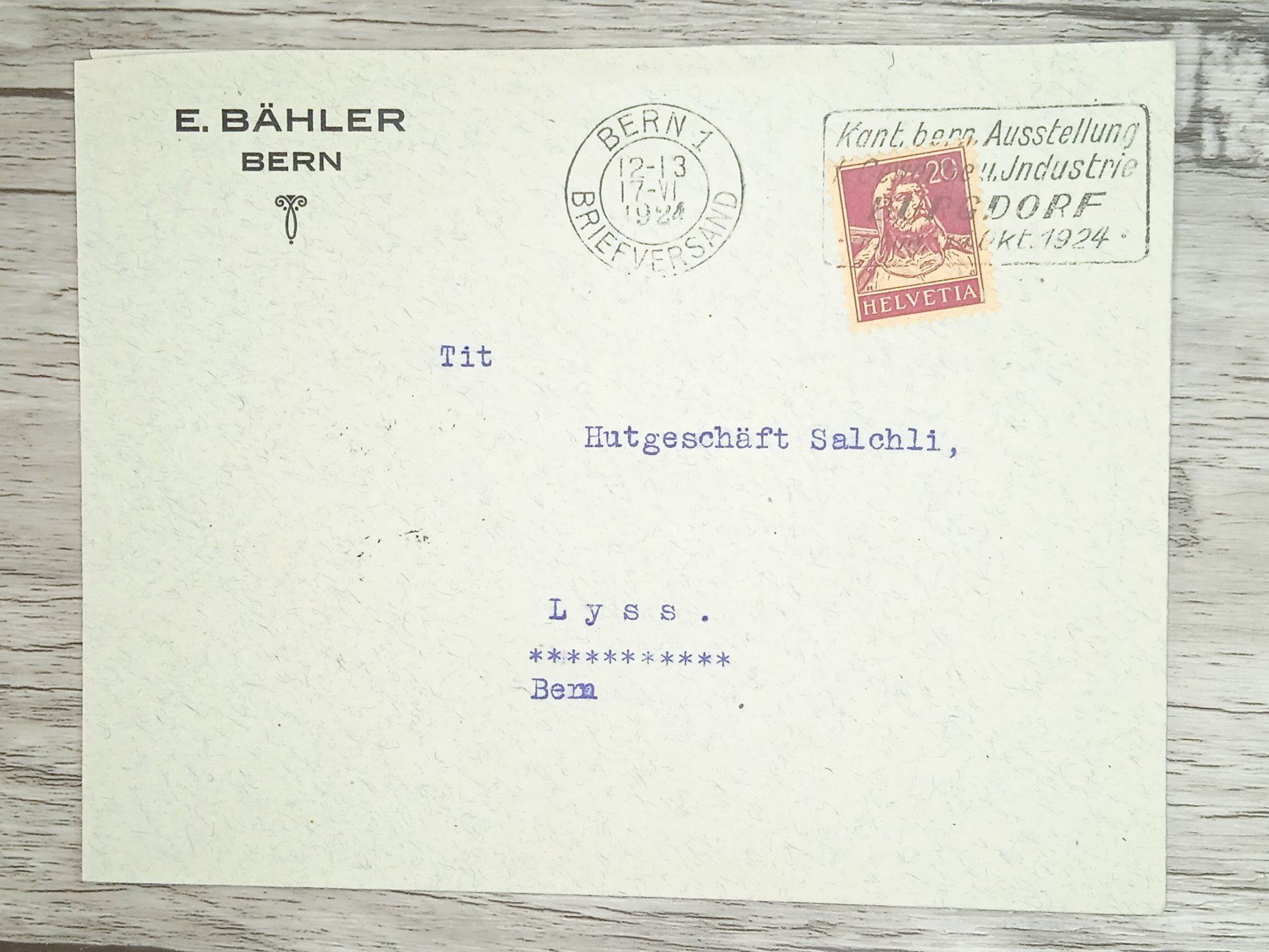 Tutti i francobolli: TR20 Enveloppe + Timbre Suisse 1924 – Usato da Cousset venduto da Patrick_Collections