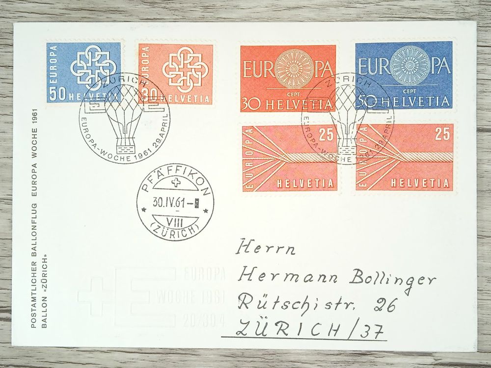 TR15 Enveloppe + Timbre Suisse 1961 Theme Ballon (Gebraucht) in Cousset ...