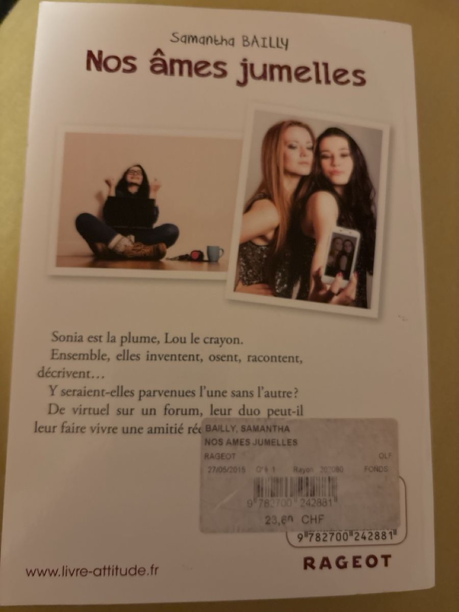 Bücher: Nos âmes jumelles, Samantha Bailly, – Gebraucht aus La Chaux-de-Fonds von lea_77ly 1