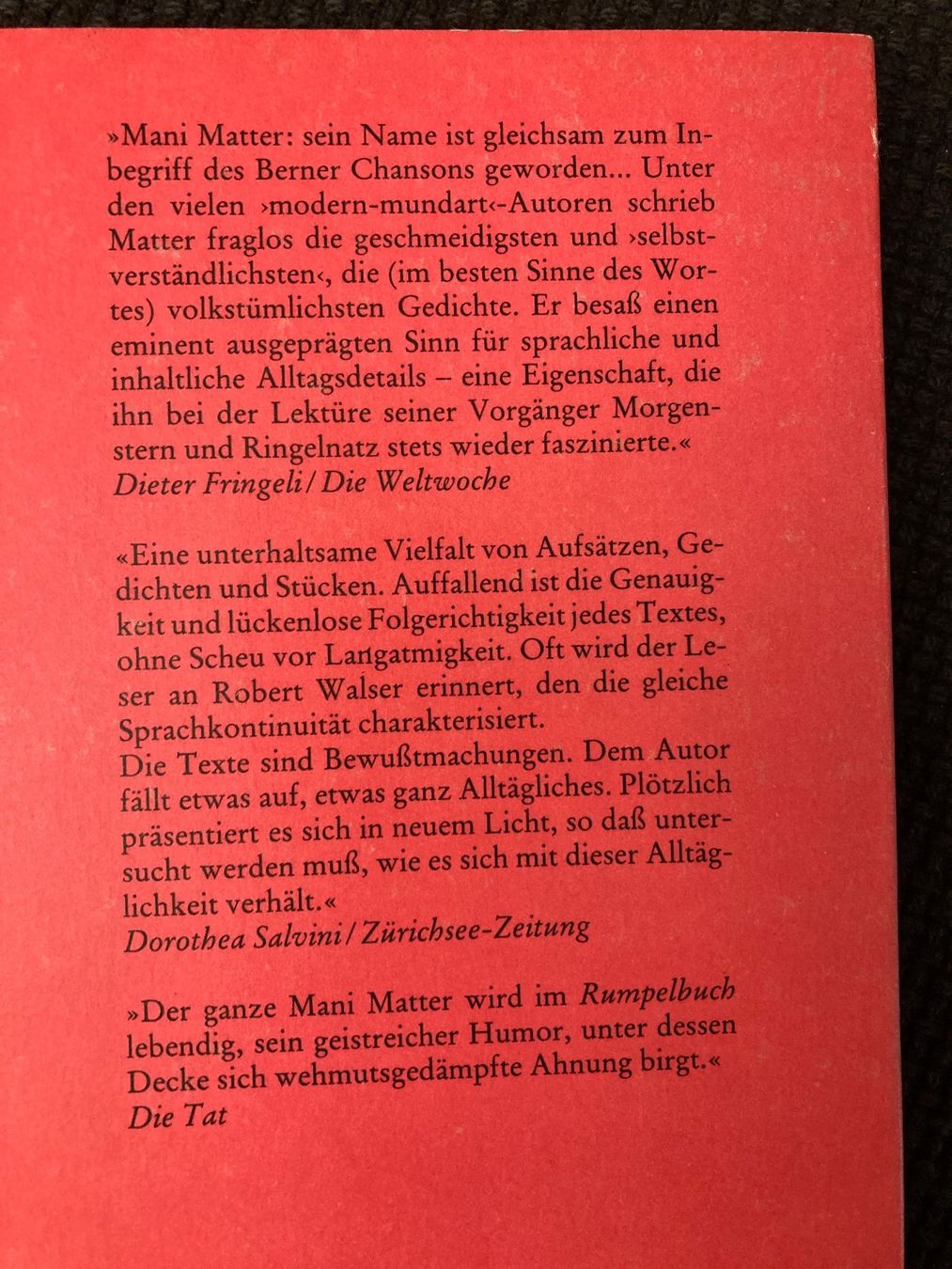 Libri: Mani Matter, Rumpelbuch – Usato da Baden venduto da Yoyo1 1