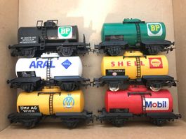 6x Kleinbahn ÖBB Kesselwagen BP SHELL ARAL Mobil