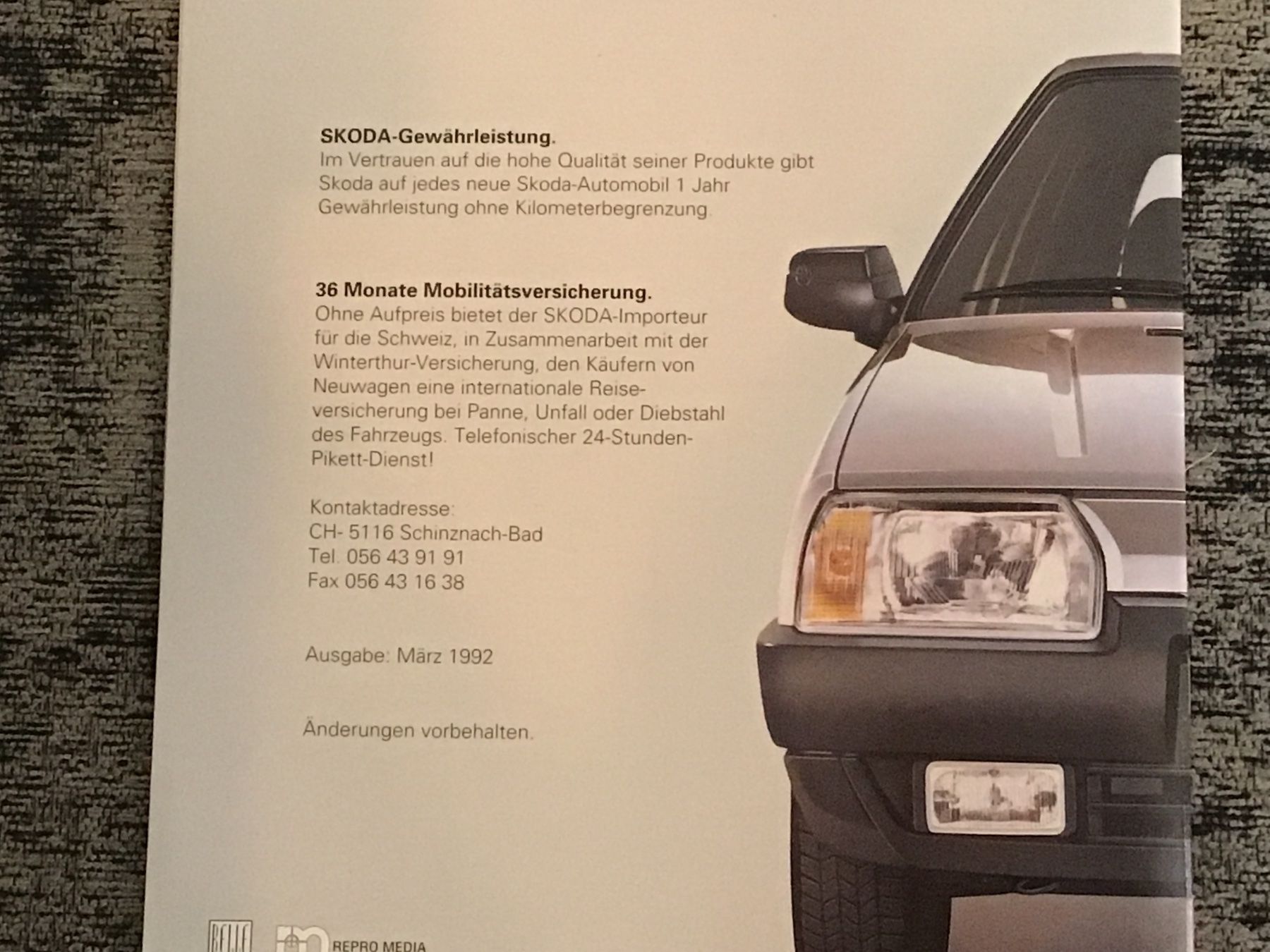 Skoda Documenti: Skoda Programm 1992 Verkaufsprospekt 24 Seiten – Usato da Scherzingen venduto da Starseller62 9