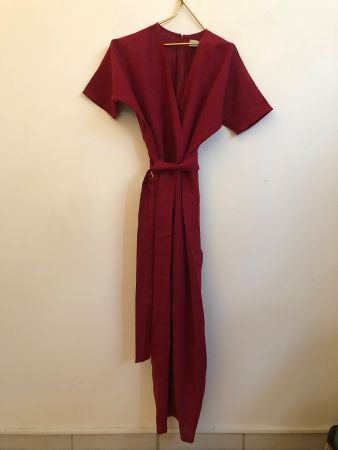 combinaison rouge 100% lin