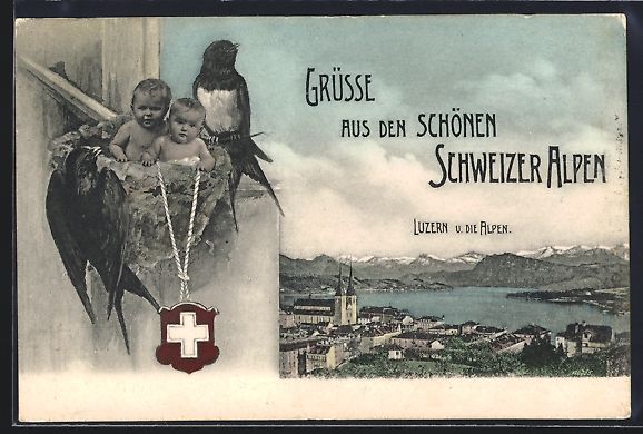 Cartoline postali: Luzern, Teilansicht und die Schweizer Al – Usato da Berlin venduto da bartko-reher