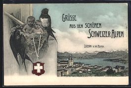 Luzern, Teilansicht und die Schweizer Al