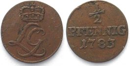 SCHWARZBURG-RUDOLSTADT 1/2 Pfennig 1783 LUDWIG GÜNTHER II.