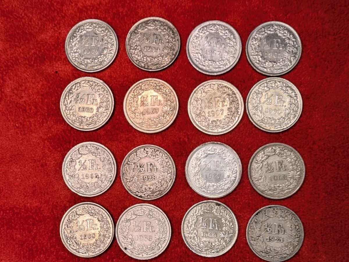 Alle Münzen: 16x 50 Rappen Schweiz, Silber – Gebraucht aus Oberbüren von Kickflip95