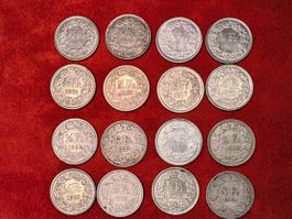 16x 50 Rappen Schweiz, Silber