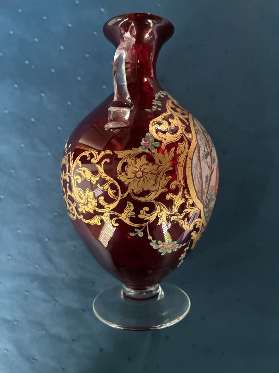 Murano Vasen & Gefässe: Antike, rubinrote Glasvase Murano – Gebraucht aus Dornach von Rosengarten 1