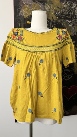 Damen Shirt bestickt gelb Grösse S neu
