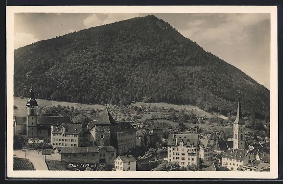 Cartes postales: AK Chur, Ortspartie mit Kirche – D'occasion à Berlin par bartko-reher
