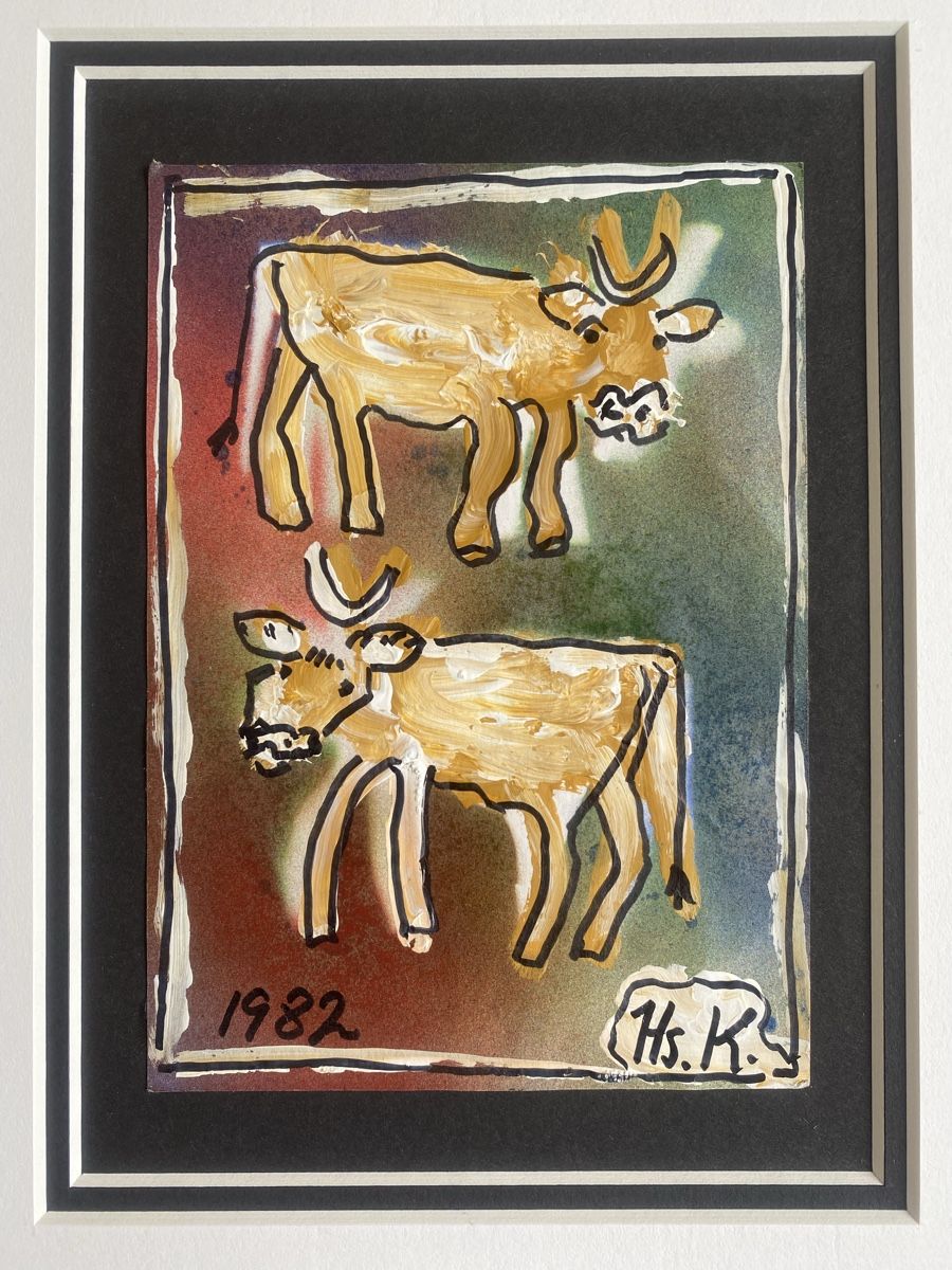 GEMÄLDE HANS KRÜSI CH 2 KÜHE 1982 (Gebraucht) in St. Gallen für