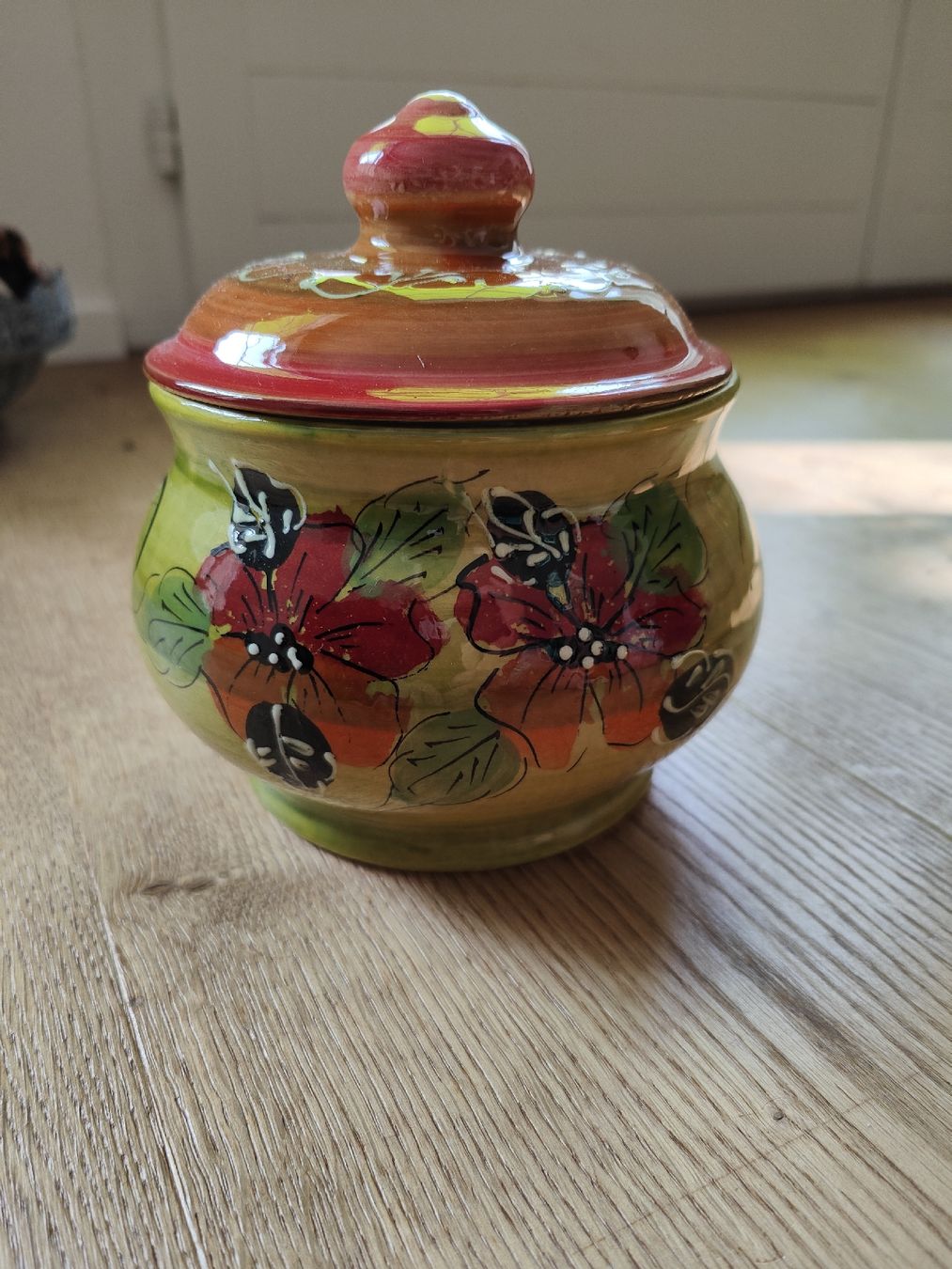 Komplettküchen: Keramiktopf/Schwammhalter, handbemalt, neu – Neu und originalverpackt aus Steinhausen von krone09