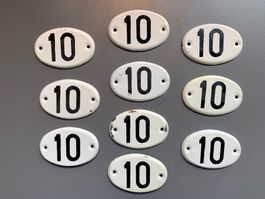 10 x Emaillle-Schild / Hausnummer Schild Nr. 10 (9 x 6 cm)