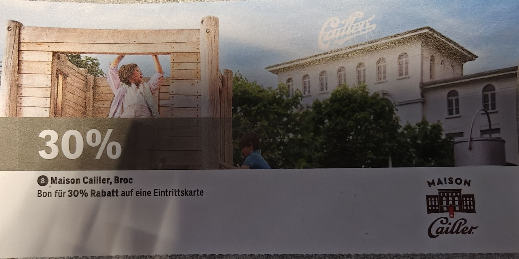 Buoni: Gutschein 30 %Rabatt Maison Cailler Broc – Usato da Schmiedrued venduto da elvis_88