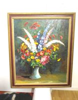 Wunderschönes Blumenbouquet Öl auf Holz 1955 von Ernst Fuchs