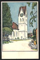 Künstler-AK Dürnten, Kirche, 1923