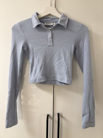 Weekday Poloshirt Crop Blau Gr. XS