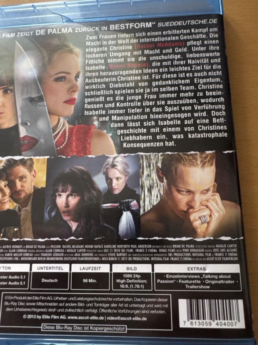 Tutti i DVDs: Passion Brian de Palma – Usato da Brunnadern venduto da Nanuk60 1