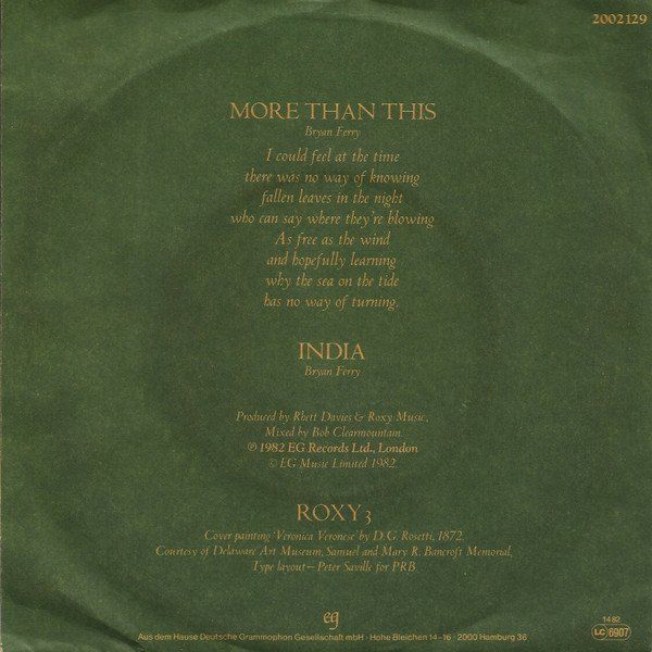 Schallplatten: Roxy Music: More Than This 7" – Gebraucht aus Steinhausen von Vilivinili 1