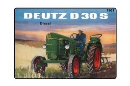 Blechschild-DEUTZ TRAKTOR D30 S DIESEL 1961
