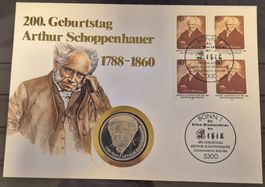 Numisbrief Arthur Schoppenhauer mit 10 DM Silber ab 1 Fr.