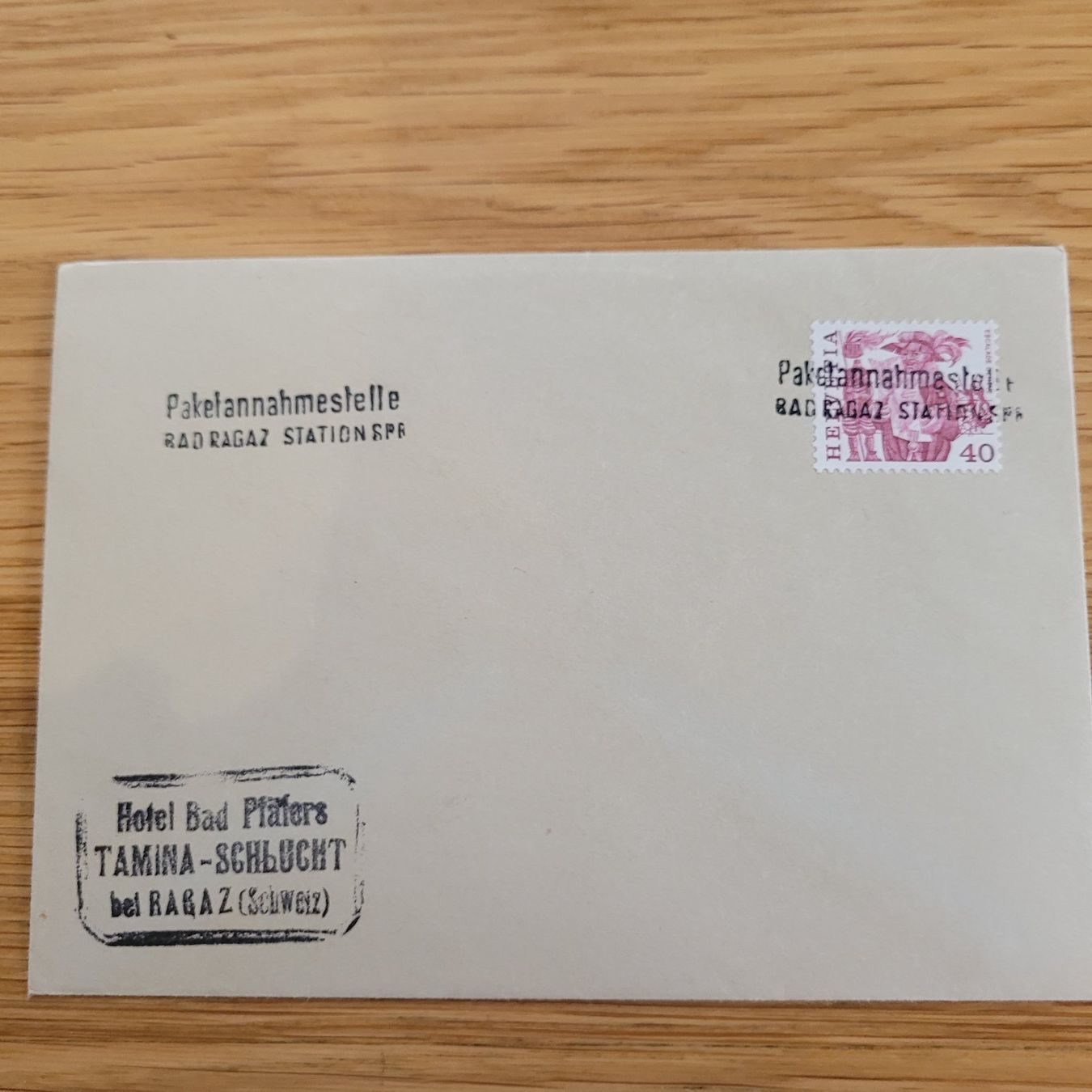 Alle Briefmarken: Dokument Hotêl Bad Pfäfers Tamina – Gebraucht aus Biel/Bienne von Destockweb