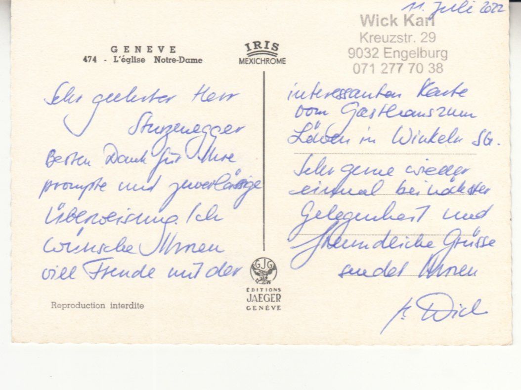Cartoline postali: Genève ca. 1960 – Usato da Bürglen TG venduto da StampGraf 1
