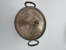 Antiker Topf mit Deckel versilbert schwerer Zustand 40 Ze...