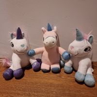 3x Glitzer Einhorn Stofftierli, neuwertig, ideales Gschänk!
