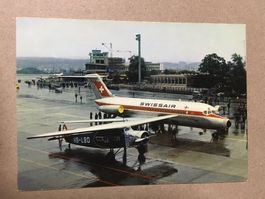 AK Flugzeuge in Kloten Fokker und Douglas DC9 der Swissair