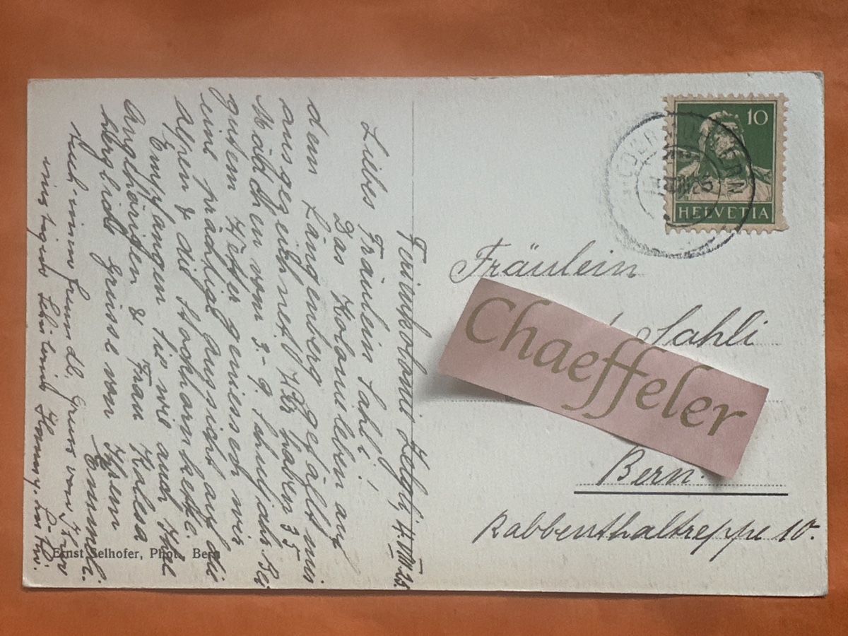 Ansichtskarten: 1925 Gruss aus Zimmerwald -Die Kirche  – Gebraucht aus Zürich von Chaeffeler 1