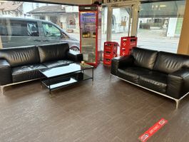 Echtleder Sofa, Schwarz