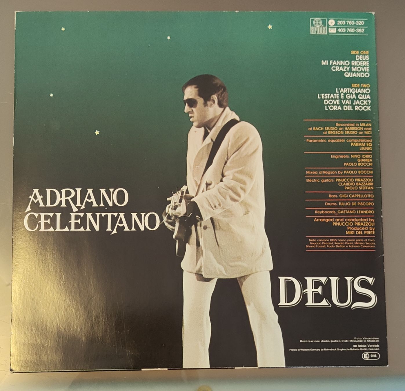 Dischi in vinile: 33 giri Deus - Adriano Celentano. LP vinile eccellente – Usato da Massagno venduto da Massimo037