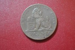 Belgique 5 cent. 1842 cuivre