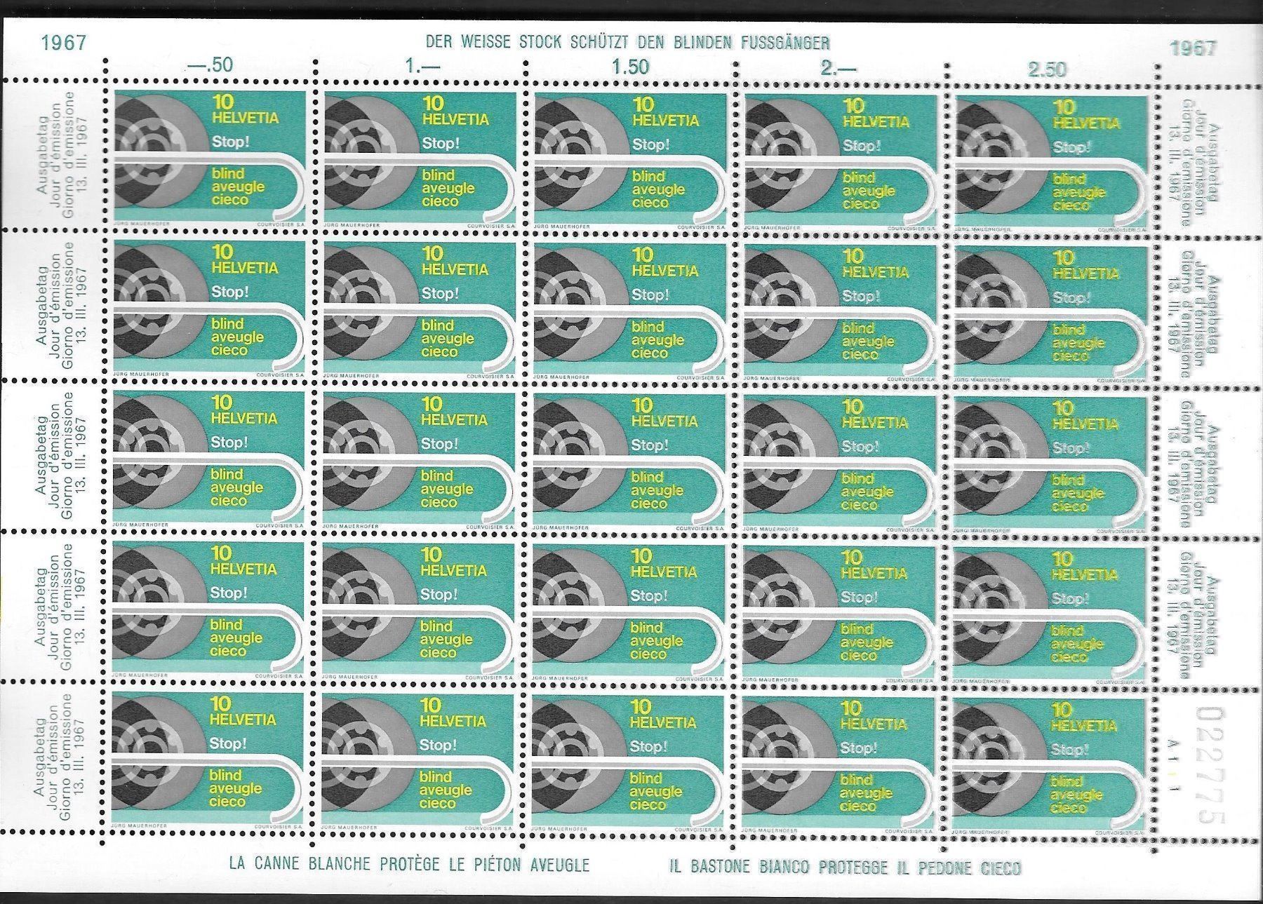 Alle Briefmarken: Bogen 446 A111 mit 4 Abarten ** 13.3.1967 – Neu (gemäss Beschreibung) aus Olten von clotaldi