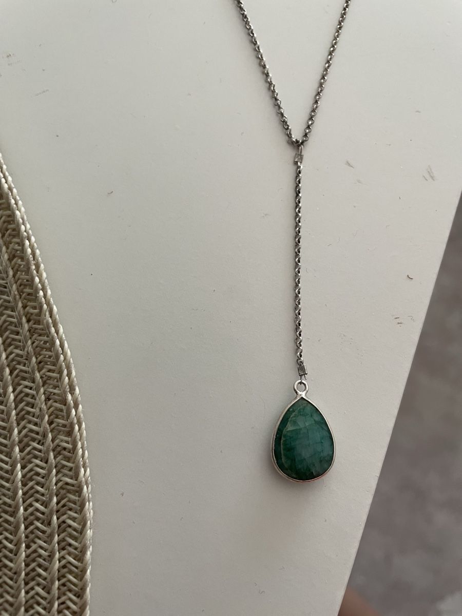 Catenine: Art Deco Collier Argent 925 avec pierre verte  – Usato da Worben venduto da benit.drn 1
